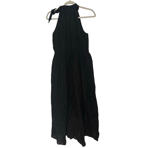 NWT J.Crew Tie Neck Midi Dress With Eyelet Dress Black Size 10 - Picture 9 of 10